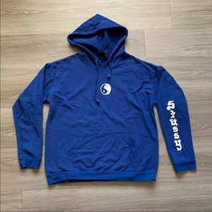 Vintage Rare Stussy Mens Medium Yin Yang Sleeve Logo Print Hoodie Sweatshirt